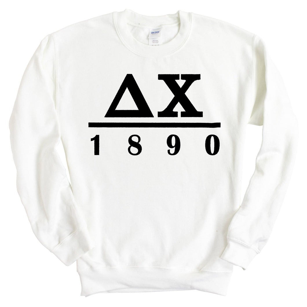 Delta Chi Sweatshirt - D-Chi Black Letters Crewneck Sweatshirt - Kite and Crest