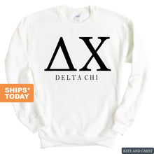 Load image into Gallery viewer, Delta Chi Sweatshirt - D-Chi Block Letter Crewneck Sweatshirt - Kite and Crest
