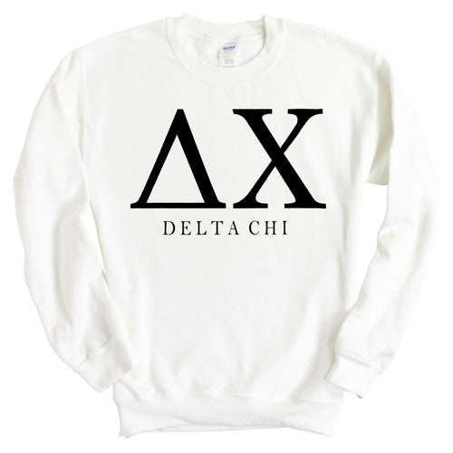 Delta Chi Sweatshirt - D-Chi Block Letter Crewneck Sweatshirt - Kite and Crest