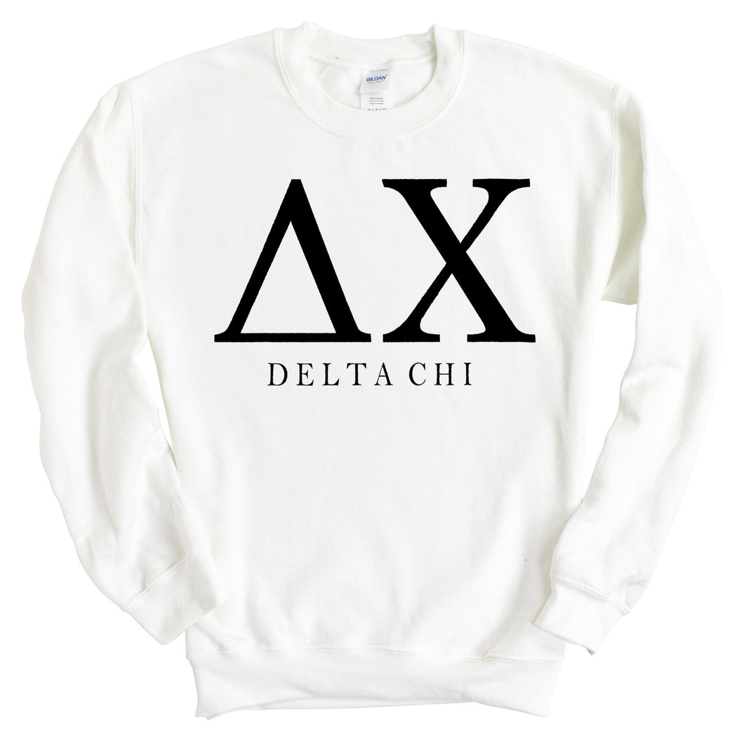 Delta Chi Sweatshirt - D-Chi Block Letter Crewneck Sweatshirt - Kite and Crest