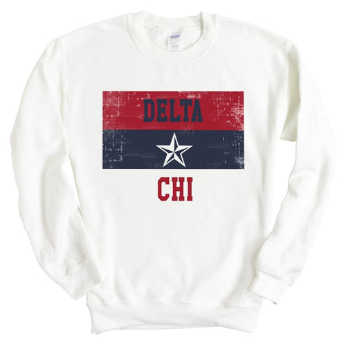 Delta Chi Sweatshirt - D-Chi Colorful Stripe Crewneck Sweatshirt - Kite and Crest