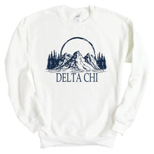 Load image into Gallery viewer, Delta Chi Sweatshirt - D-Chi Epic Mountains Crewneck Sweatshirt - Kite and Crest
