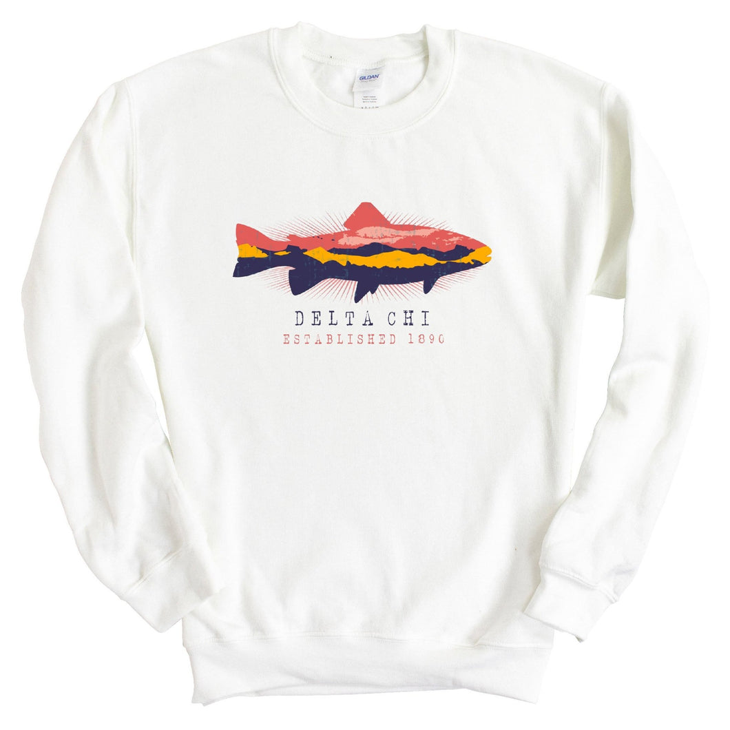 Delta Chi Sweatshirt - D-Chi Fishing Crewneck Sweatshirt - Kite and Crest