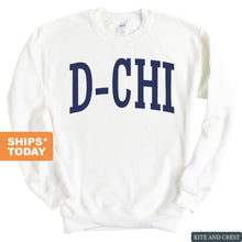 Load image into Gallery viewer, Delta Chi Sweatshirt - D-Chi Intrinsic Lettered Crewneck Sweatshirt - Kite and Crest
