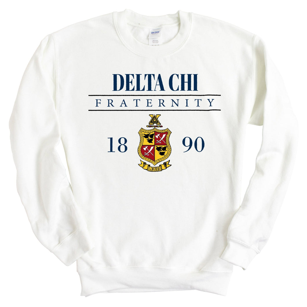 Delta Chi Sweatshirt - D-Chi Large Crest Crewneck Sweatshirt - Kite and Crest