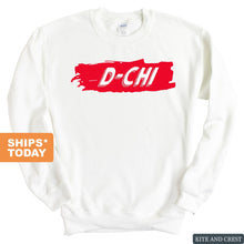 Load image into Gallery viewer, Delta Chi Sweatshirt - D-Chi Red Slash Crewneck Sweatshirt - Kite and Crest
