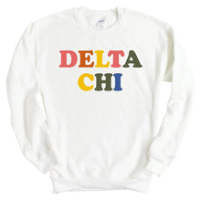 Load image into Gallery viewer, Delta Chi Sweatshirt - D-Chi Retro Letters Crewneck Sweatshirt - Kite and Crest
