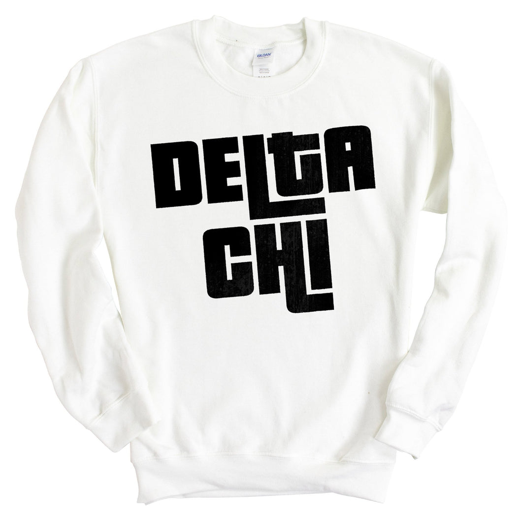 Delta Chi Sweatshirt - D-Chi Stacked Letters Crewneck Sweatshirt - Kite and Crest