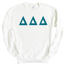 Load image into Gallery viewer, Delta Delta Delta Sweatshirt | Tri Delta Basic Large Letters Crewneck Sweatshirt | Delta Delta Delta Sorority Gift Idea - Kite and Crest
