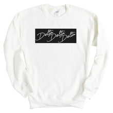 Load image into Gallery viewer, Delta Delta Delta Sweatshirt - Tri Delta Black Box Crewneck Sweatshirt - Kite and Crest
