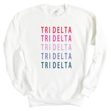 Load image into Gallery viewer, Delta Delta Delta Sweatshirt - Tri Delta Bright and Stacked Crewneck Sweatshirt - Kite and Crest
