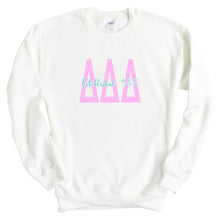 Load image into Gallery viewer, Delta Delta Delta Sweatshirt - Tri Delta Bright Retro Crewneck Sweatshirt - Kite and Crest
