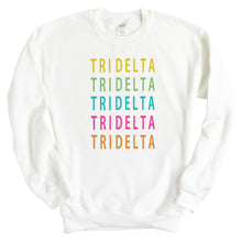 Load image into Gallery viewer, Delta Delta Delta Sweatshirt - Tri Delta Modern Stacked Crewneck Sweatshirt - Kite and Crest
