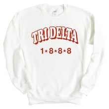 Load image into Gallery viewer, Delta Delta Delta Sweatshirt - Tri Delta Red Arch Crewneck Sweatshirt - Kite and Crest
