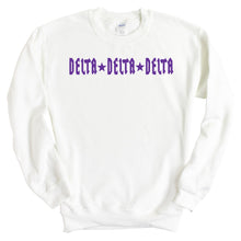 Load image into Gallery viewer, Delta Delta Delta Sweatshirt | Tri Delta Rock Star Crewneck Sweatshirt | Delta Delta Delta Sorority Gift Idea - Kite and Crest
