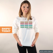 Load image into Gallery viewer, Delta Delta Delta Sweatshirt - Tri Delta Stencil Crewneck Sweatshirt - Kite and Crest
