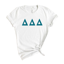 Load image into Gallery viewer, Delta Delta Delta T-Shirt | Tri Delta Basic Large Letters Shirt | Delta Delta Delta Sorority Gift Idea - Kite and Crest
