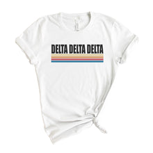 Load image into Gallery viewer, Delta Delta Delta T-Shirt | Tri Delta Colorful Stripes Shirt | Delta Delta Delta Sorority Gift Idea - Kite and Crest
