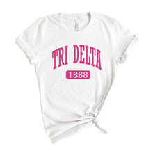 Load image into Gallery viewer, Delta Delta Delta T-Shirt | Tri Delta Large Established Shirt | Delta Delta Delta Sorority Gift Idea - Kite and Crest
