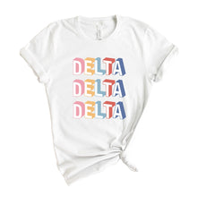 Load image into Gallery viewer, Delta Delta Delta T-Shirt | Tri Delta Retro Shirt | Delta Delta Delta Sorority Gift Idea - Kite and Crest
