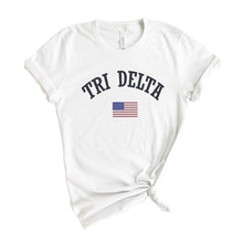 Load image into Gallery viewer, Delta Delta Delta T-shirt - Tri Delta USA Tee - Kite and Crest
