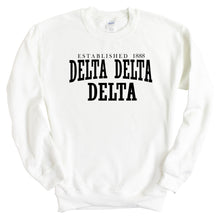 Load image into Gallery viewer, Delta Delta Delta Tri Delta Established Sorority Crewneck Sweatshirt - Kite and Crest
