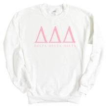 Load image into Gallery viewer, Delta Delta Delta Tri Delta Pink Letter Sorority Crewneck Sweatshirt - Kite and Crest
