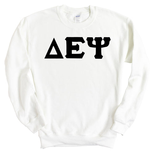 Delta Epsilon Psi Basic Black Letters Sweatshirt - Fraternity Crewneck Sweatshirt - Kite and Crest