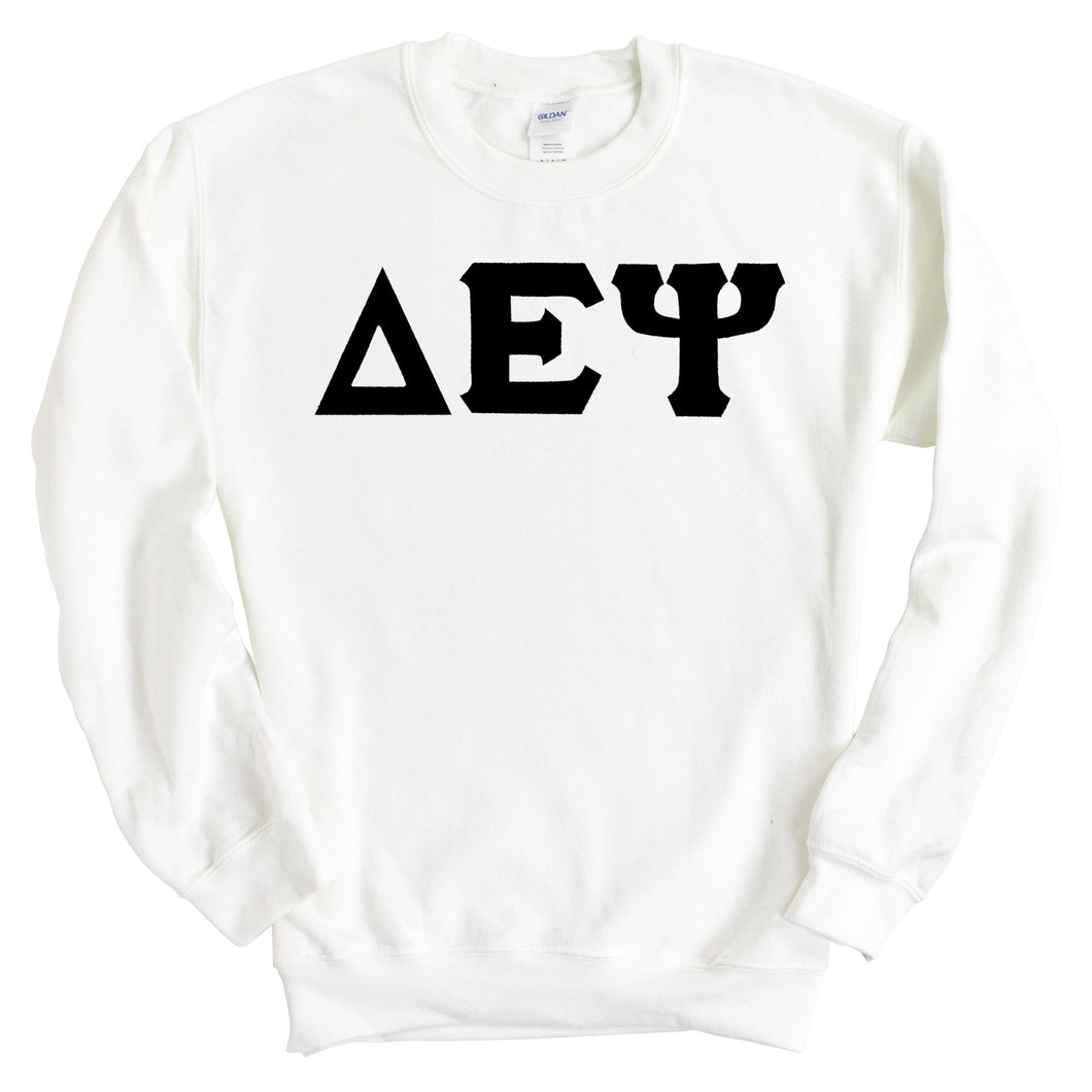 Delta Epsilon Psi Basic Black Letters Sweatshirt - Fraternity Crewneck Sweatshirt - Kite and Crest