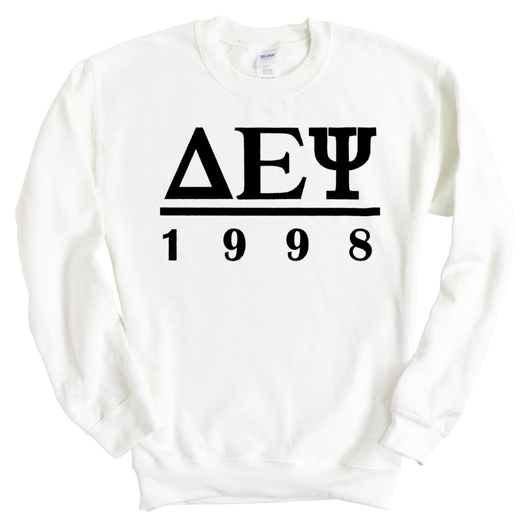 Delta Epsilon Psi Black Letter Sweatshirt - Fraternity Crewneck Sweatshirt - Kite and Crest