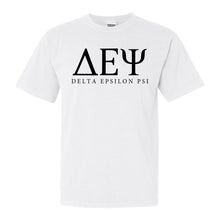 Load image into Gallery viewer, Delta Epsilon Psi Block Letter Comfort Colors T-Shirt - Fraternity Tee - Kite and Crest

