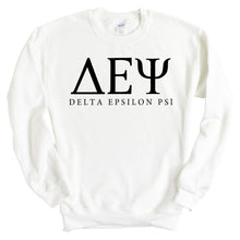 Load image into Gallery viewer, Delta Epsilon Psi Block Letter Sweatshirt - Fraternity Crewneck Sweatshirt - Kite and Crest
