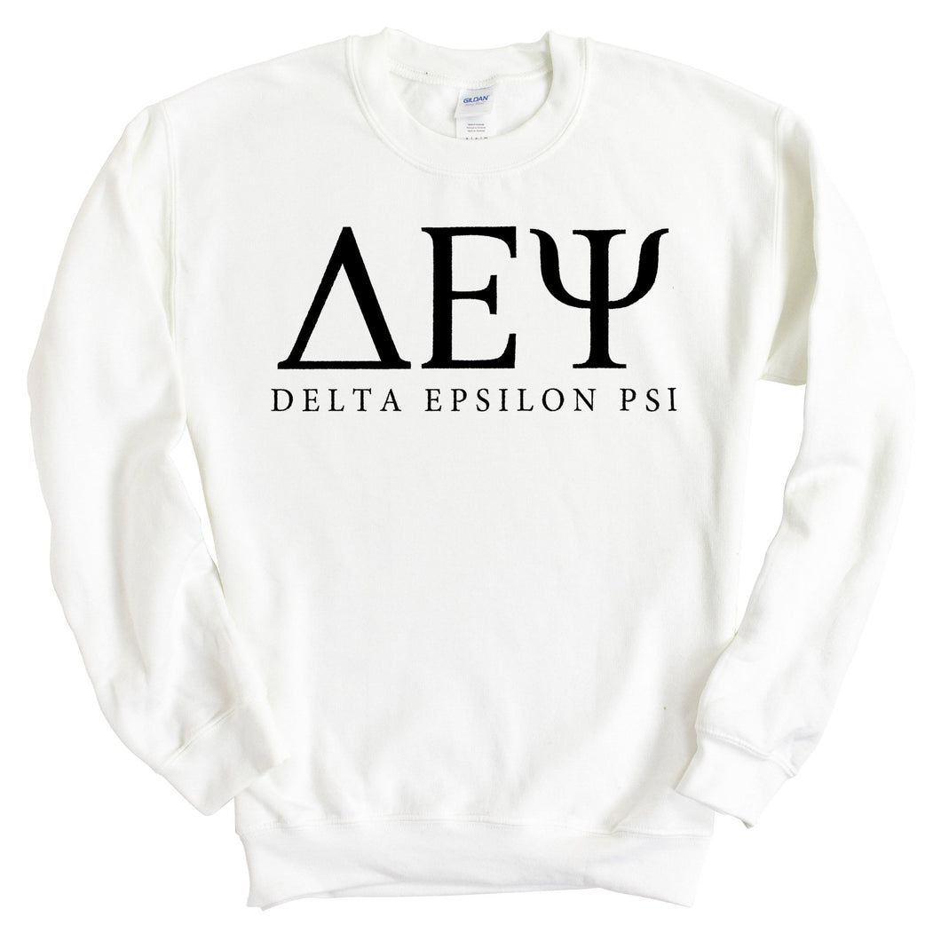 Delta Epsilon Psi Block Letter Sweatshirt - Fraternity Crewneck Sweatshirt - Kite and Crest