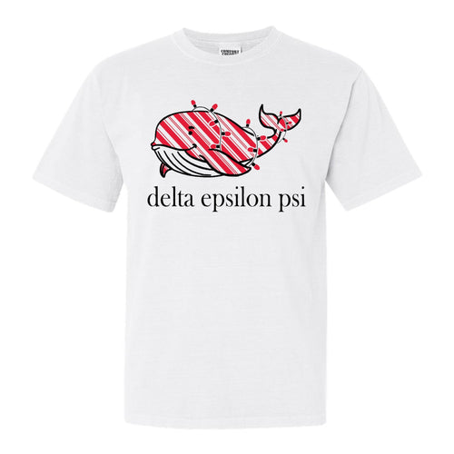 Delta Epsilon Psi Red Whale Comfort Colors T-Shirt - Fraternity Tee - Kite and Crest
