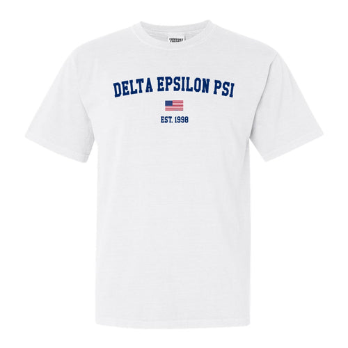 Delta Epsilon Psi USA Flag Comfort Colors T-Shirt - Fraternity Tee - Kite and Crest