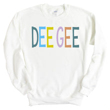 Load image into Gallery viewer, Delta Gamma Sweatshirt - Dee Gee (DG) Colorful Lined Crewneck Sweatshirt - Kite and Crest
