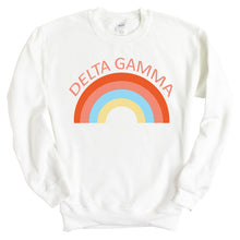 Load image into Gallery viewer, Delta Gamma Sweatshirt - Dee Gee (DG) Colorful Rainbow Crewneck Sweatshirt - Kite and Crest
