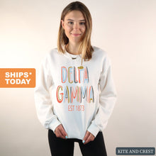 Load image into Gallery viewer, Delta Gamma Sweatshirt - Dee Gee (DG) Cooper Crewneck Sweatshirt - Kite and Crest
