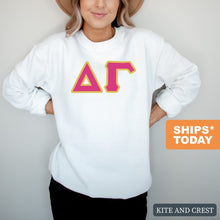 Load image into Gallery viewer, Delta Gamma Sweatshirt - Dee Gee (DG) Cute Letters Crewneck Sweatshirt - Kite and Crest
