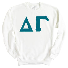 Load image into Gallery viewer, Delta Gamma Sweatshirt | DG Basic Large Letters Crewneck Sweatshirt | Delta Gamma Sorority Gift Idea - Kite and Crest
