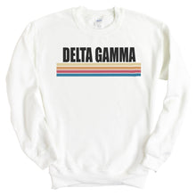Load image into Gallery viewer, Delta Gamma Sweatshirt | DG Colorful Stripes Crewneck Sweatshirt | Delta Gamma Sorority Gift Idea - Kite and Crest

