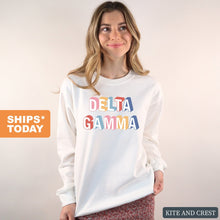 Load image into Gallery viewer, Delta Gamma Sweatshirt | DG Retro Crewneck Sweatshirt | Delta Gamma Sorority Gift Idea - Kite and Crest
