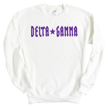 Load image into Gallery viewer, Delta Gamma Sweatshirt | DG Rock Star Crewneck Sweatshirt | Delta Gamma Sorority Gift Idea - Kite and Crest
