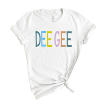 Load image into Gallery viewer, Delta Gamma T-shirt - Dee Gee (DG) Colorful Lined Tee - Kite and Crest
