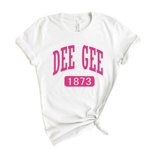 Load image into Gallery viewer, Delta Gamma T-Shirt | DG Large Established Shirt | Delta Gamma Sorority Gift Idea - Kite and Crest
