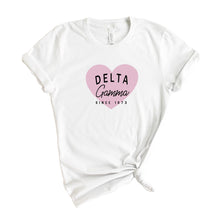 Load image into Gallery viewer, Delta Gamma T-Shirt | DG Pink Heart Shirt | Delta Gamma Sorority Gift Idea - Kite and Crest
