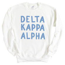 Load image into Gallery viewer, Delta Kappa Alpha Blue Cotton Candy Sweatshirt - Fraternity Crewneck Sweatshirt - Kite and Crest
