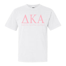 Load image into Gallery viewer, Delta Kappa Alpha Classic Pink Letters Comfort Colors T-Shirt - Kite and Crest
