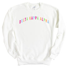 Load image into Gallery viewer, Delta Kappa Alpha Greek Rainbow Sweatshirt - Fraternity Crewneck Sweatshirt - Kite and Crest
