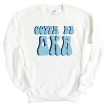 Load image into Gallery viewer, Delta Kappa Alpha Happy to be Sweatshirt - Fraternity Crewneck Sweatshirt - Kite and Crest
